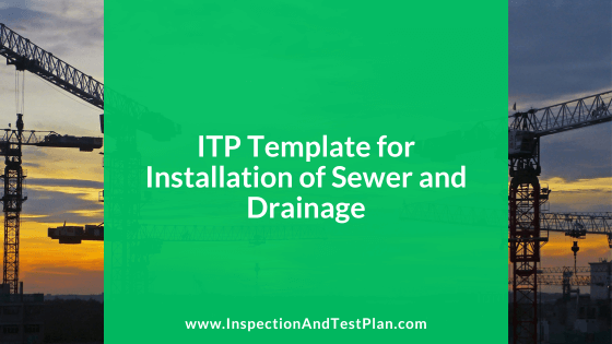 Inspection & Test Plan Template for Sewer and Drainage