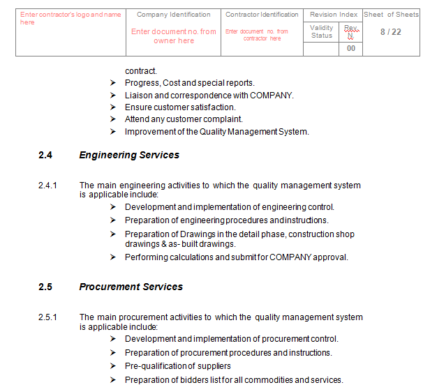 PQP for Construction - Content