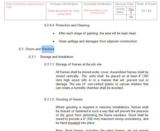 QCP for Architectural Finishes - Miscellaneous