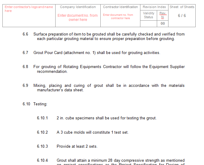 QCP for Grouting