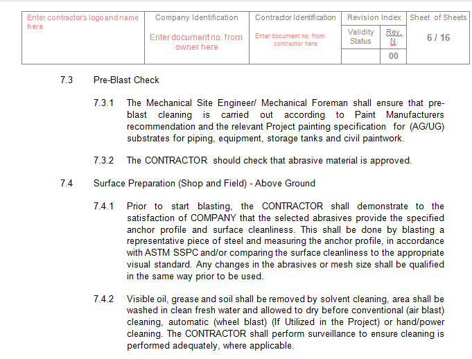 QCP for Shop & Field Coating