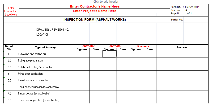 Quality Inspection Checklist for Asphalt Roads