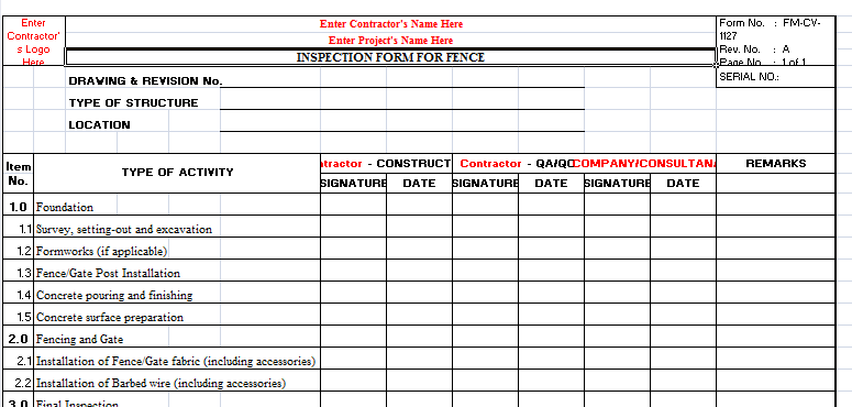 Quality Inspection Checklist for Fence Installation