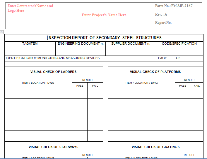 Quality Inspection Checklist for Structural Steel Erection