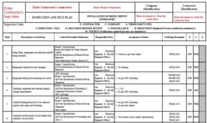 itp-for-emergency-generators | Inspection And Test Plan Templates