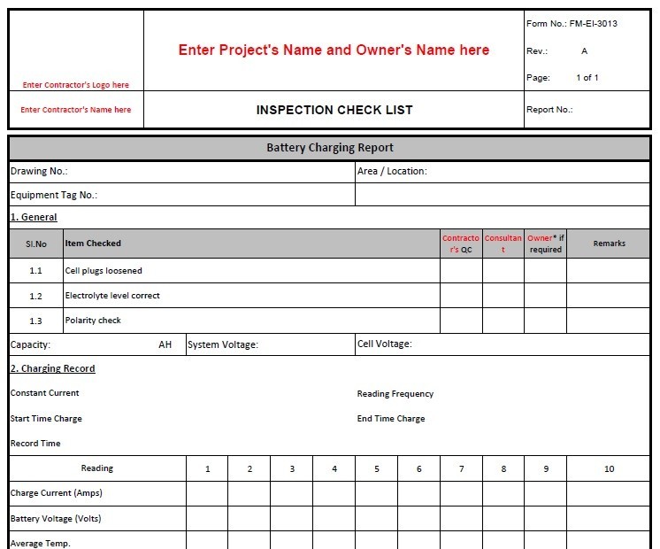 Full ITP For UPS Batteries DC Chargers Installation With Checklists 